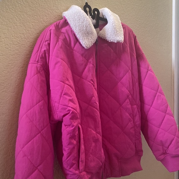 Thread and Supply Faux Shearling Collar Dad Style Jacket for Women - Picture 3 of 11